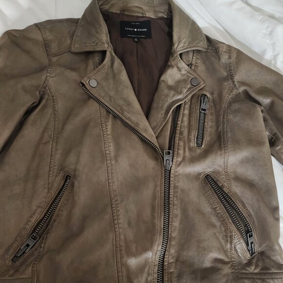 Lucky Brand Classic Lambskin leather biker jacket - Picture 3 of 3
